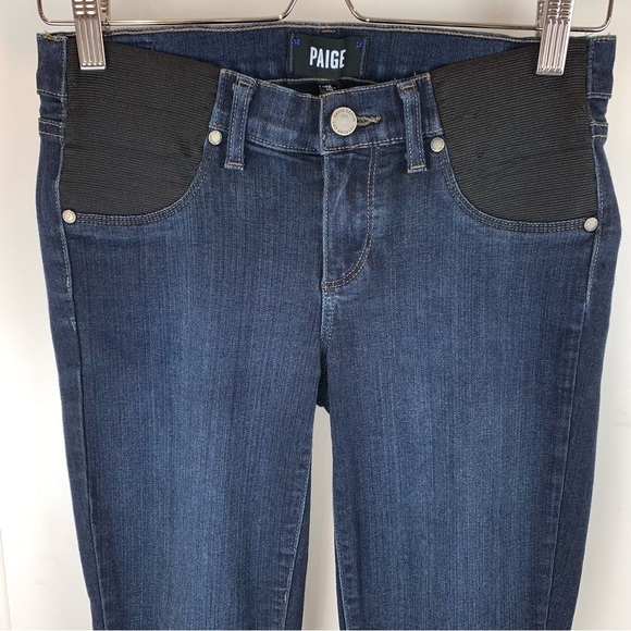 PAIGE Skyline Skinny Mona Maternity Jeans Dark Wash Denim sz 25 - Picture 4 of 13